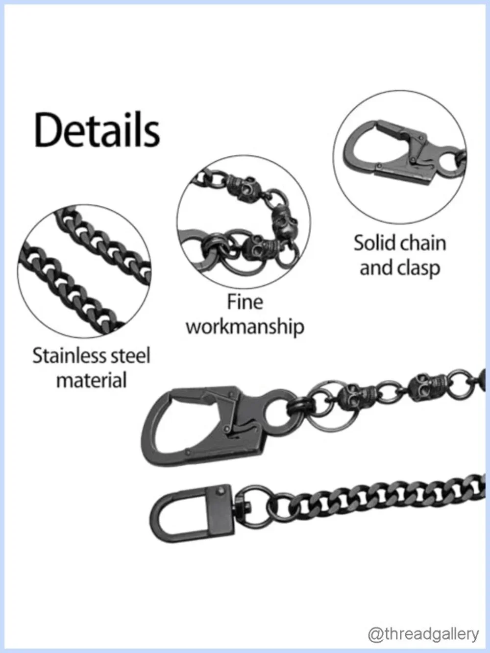 Skull Pants Chain Men Punk Anti-Theft Wallet Chain Stainless Steel Biker